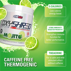 Vaso con OxyShred mezclado en uso que demuestra energía limpia antes de entrenar