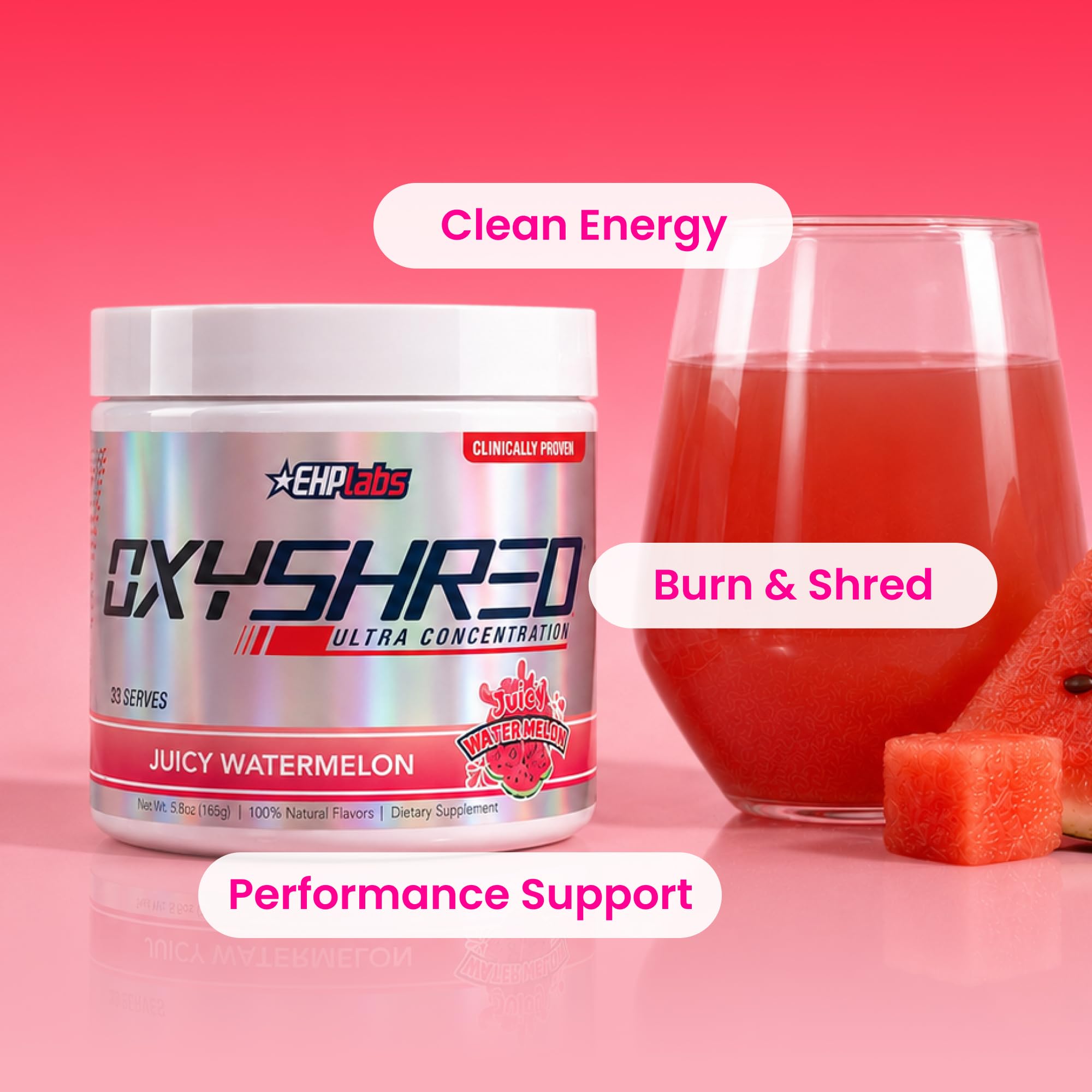 Vaso con OxyShred mezclado listo para beber antes del entrenamiento
