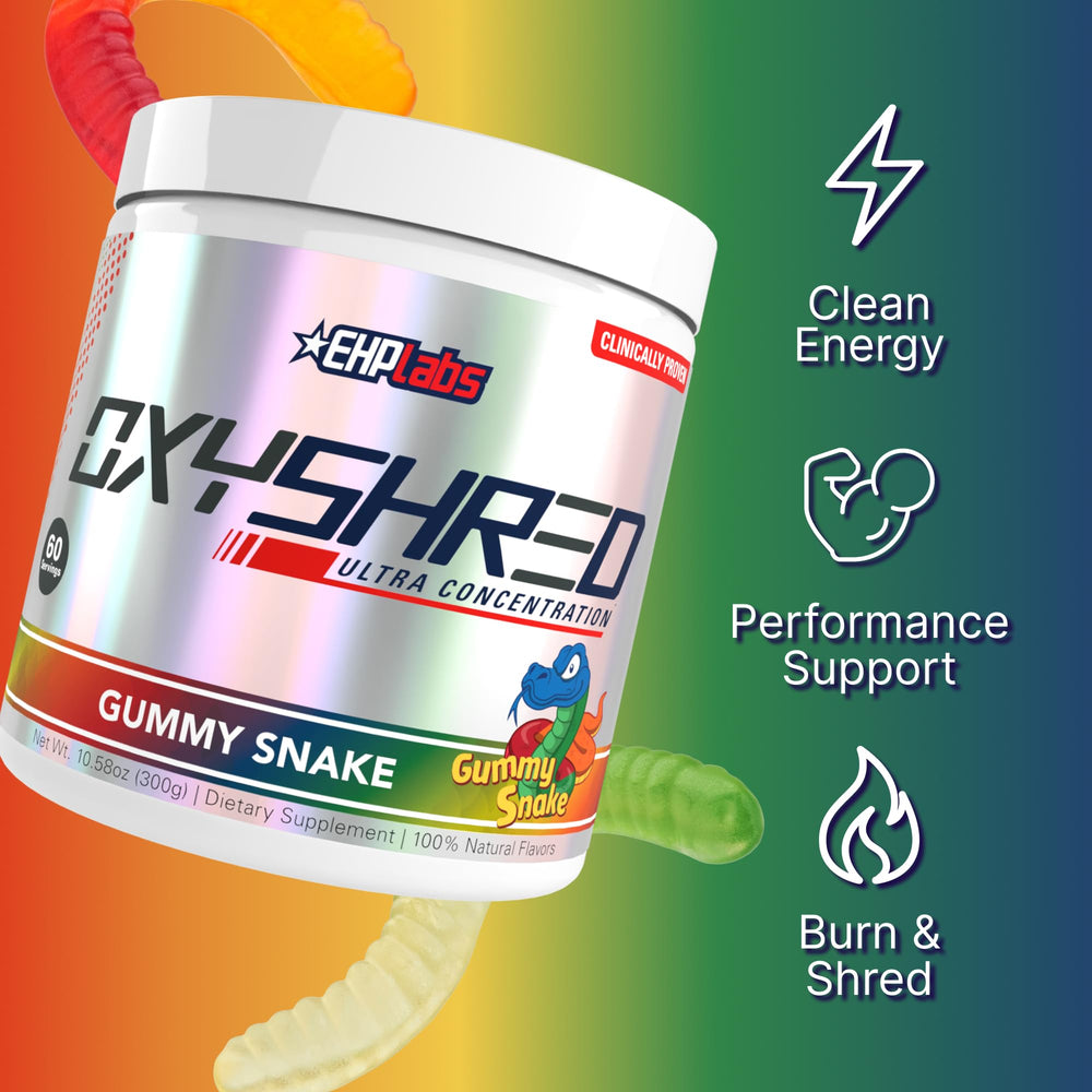 Vaso preparado con OxyShred EHP Labs listo para beber y proporcionar enfoque