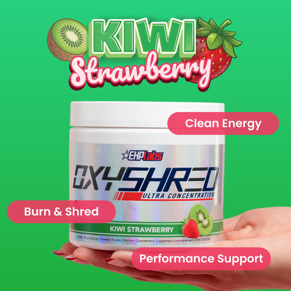 Vaso con OxyShred preparado EHP Labs listo para entrenar y aumentar energía