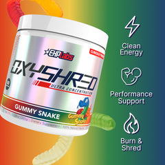 Vaso preparado con OxyShred EHP Labs listo para beber y proporcionar enfoque