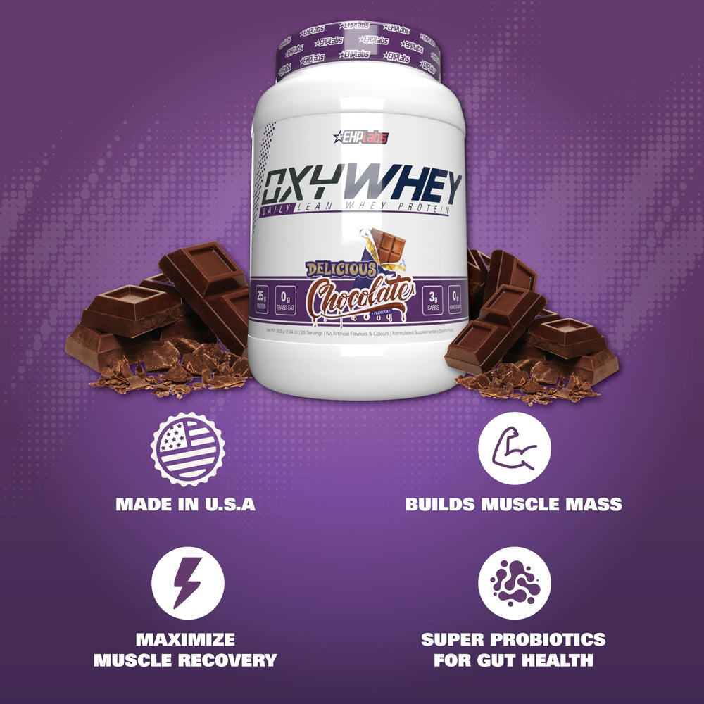 Batido preparado de OxyWhey en vaso, EHP Labs, recuperación sabrosa
