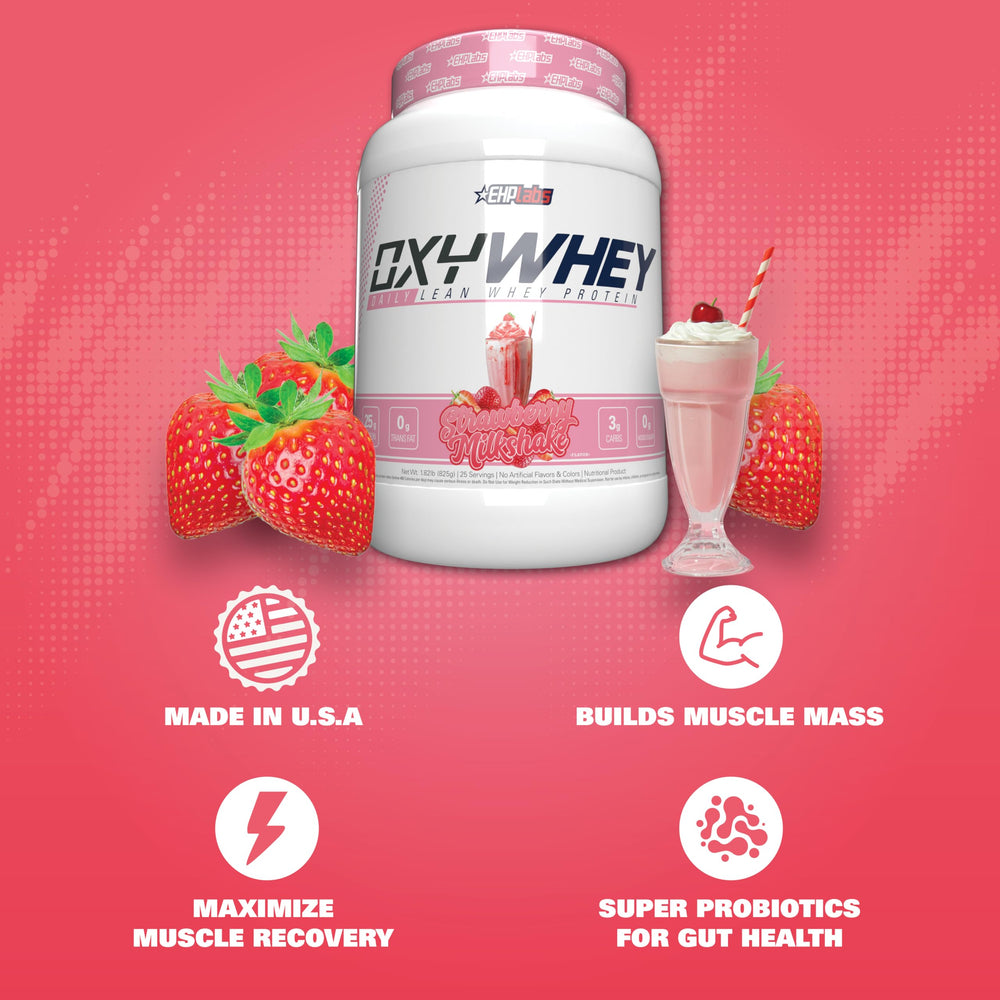Cucharada colmada de OxyWhey destacando 25 g de proteína por ración