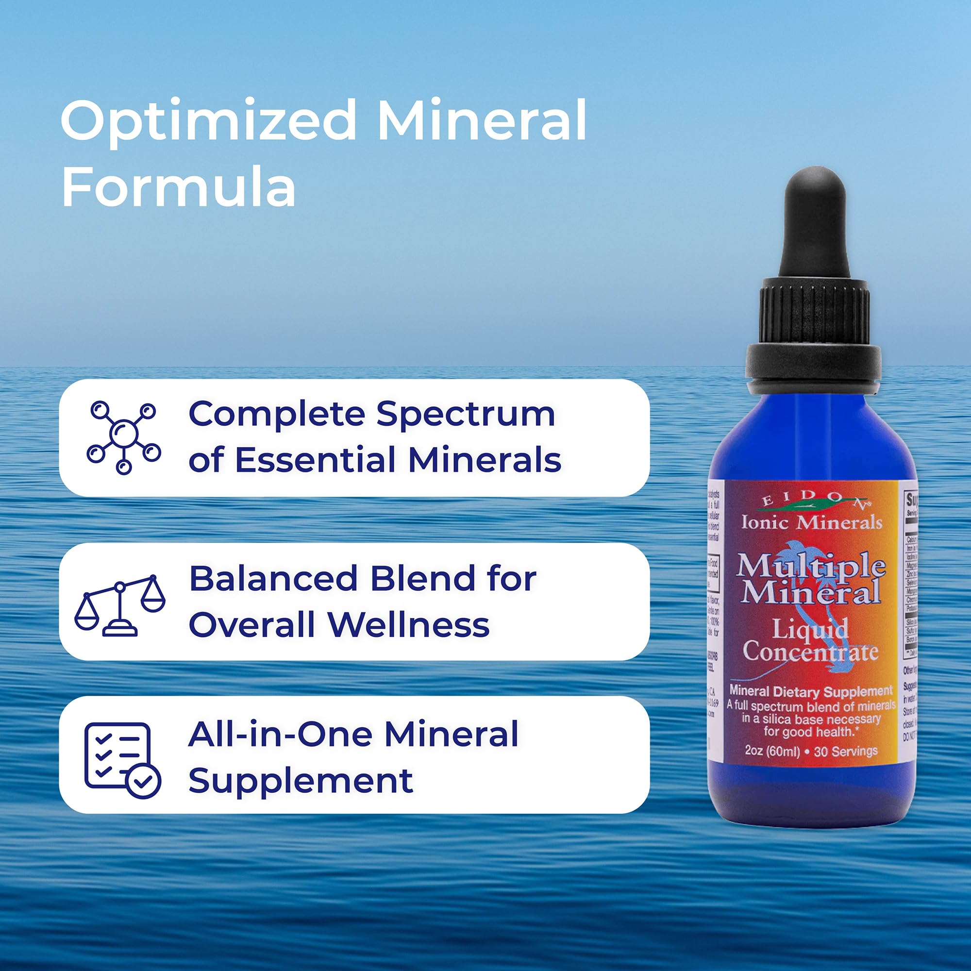Eidon Ionic Minerals comparación de tamaño del frasco para referencia