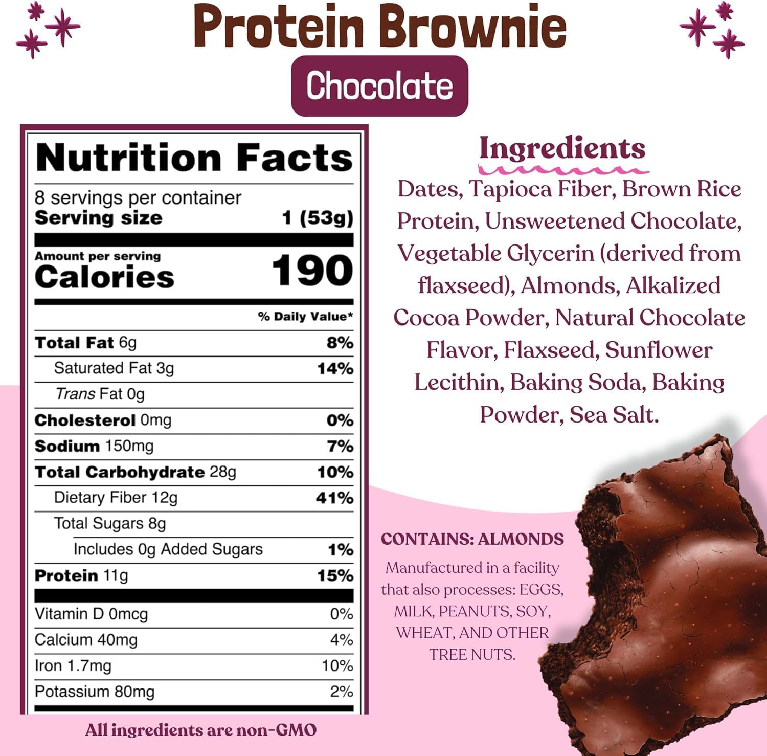 ELAVI brownie envuelto individualmente para llevar y mantener frescura