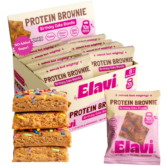 ELAVI empaque frontal del box de 8 blondies, ideal para llevar