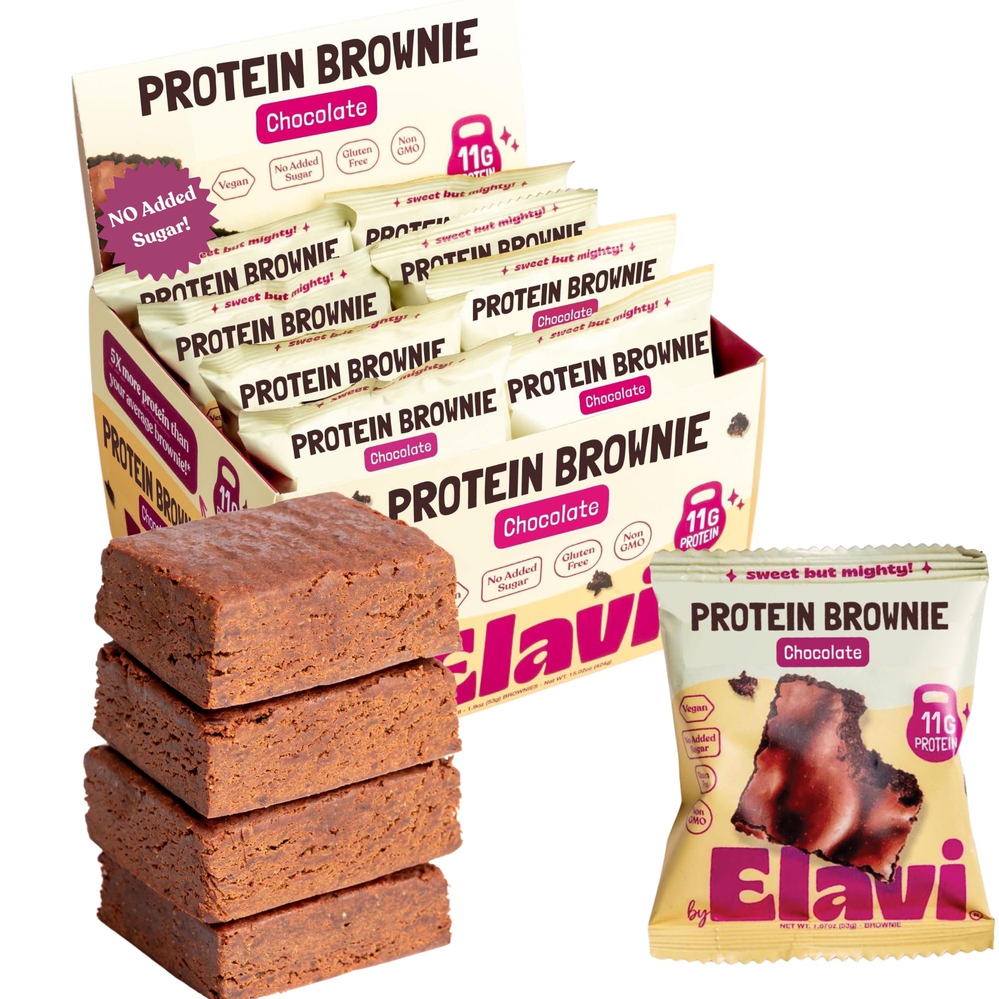 ELAVI empaque frontal 8 pack mostrando conveniencia y proteína
