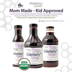 Elderberry Queen comparación de tamaño con cuchara para controlar dosis