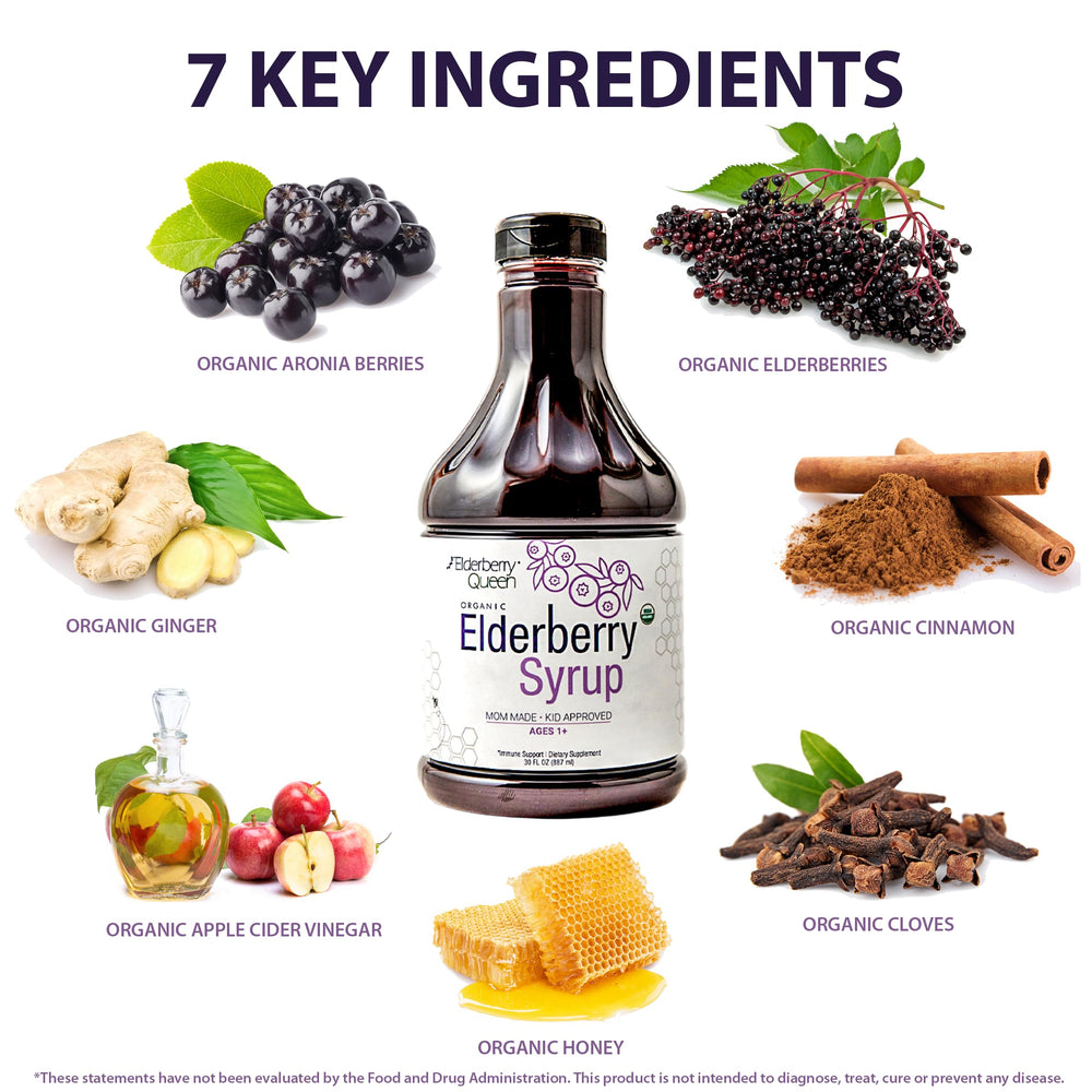 Elderberry Queen etiqueta con sello USDA Organic que garantiza calidad
