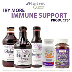 Elderberry Queen servido en vaso con agua e hielo para mezclar fácilmente