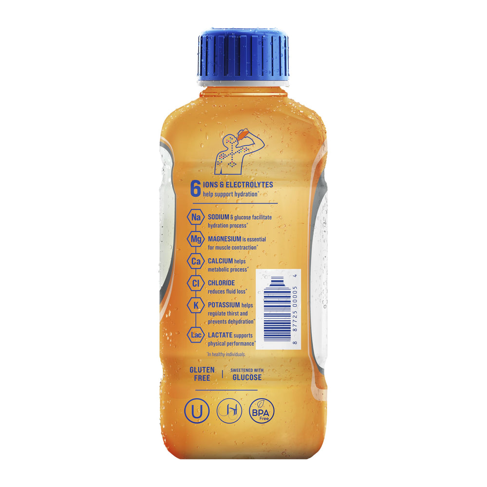 Botella Electrolit abierta y servida en vaso, ideal para consumo inmediato y rápida reposición