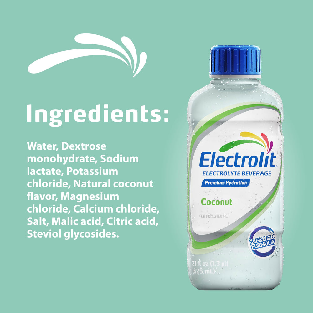 Paquete de 12 botellas Electrolit coco listo para almacenamiento y consumo