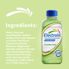 Electrolit junto a una botella de agua para comparar tamaño y porciones disponibles