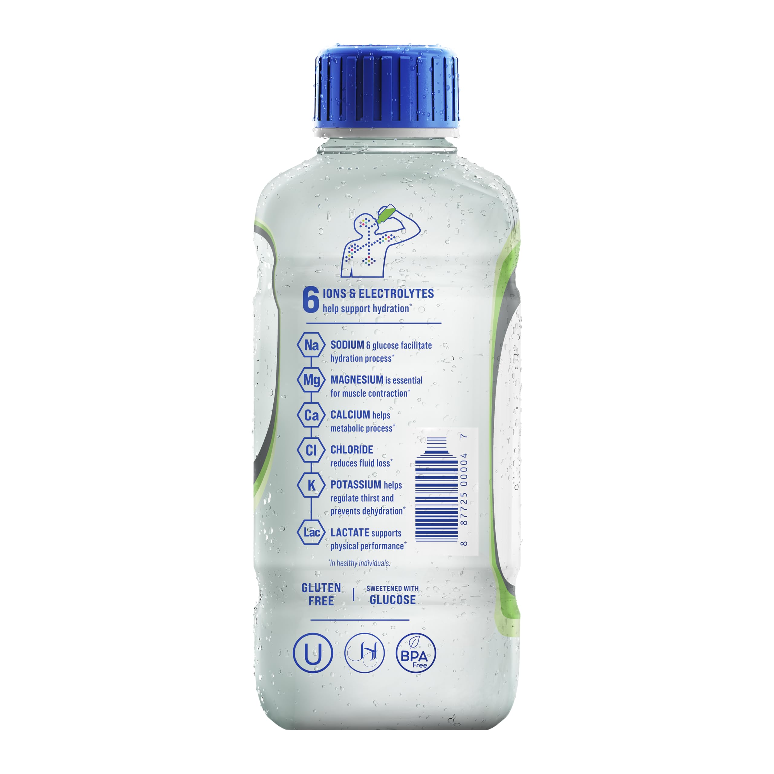 Comparación de tamaño Electrolit coco junto a mano para referencia de volumen