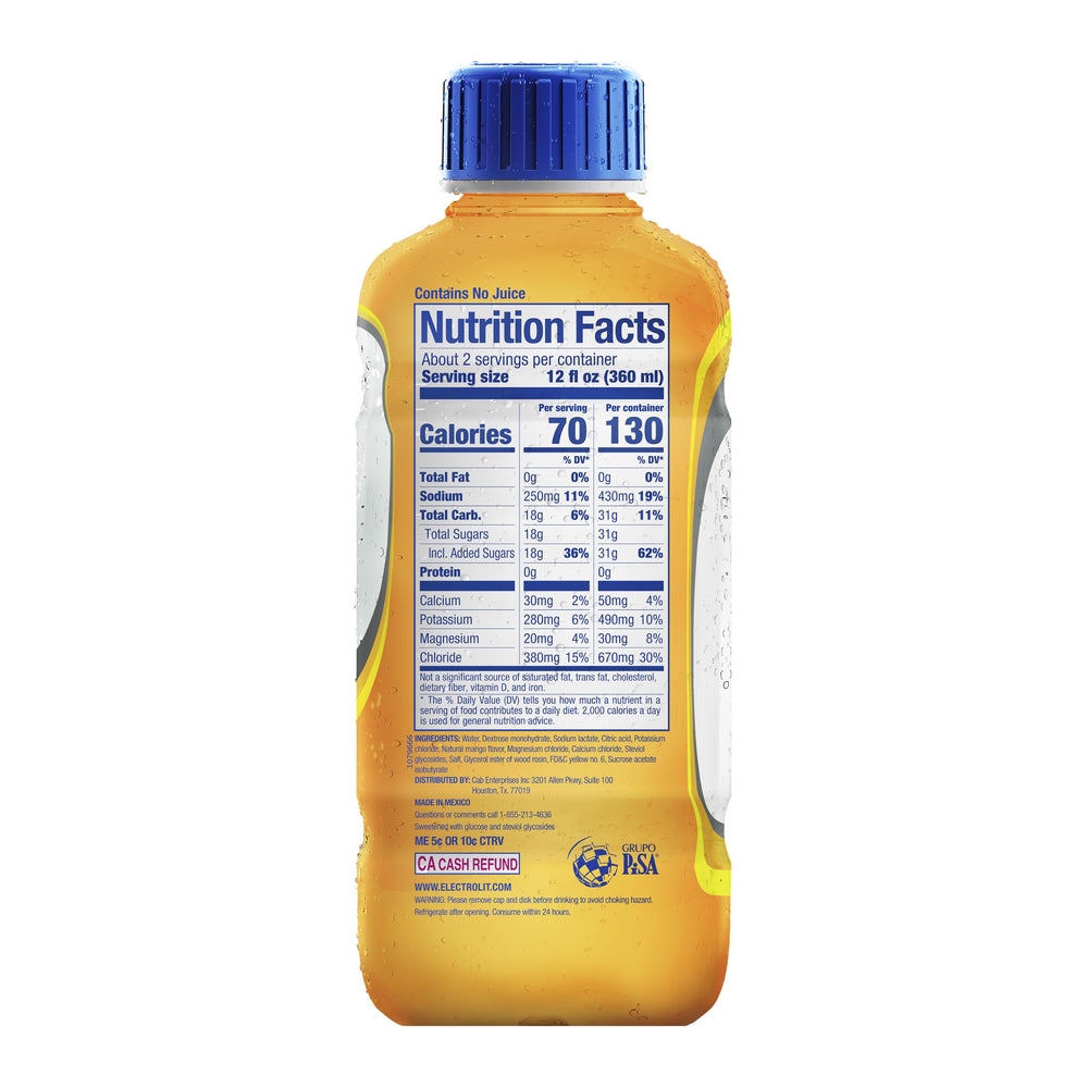 Electrolit mango botella en mano para escala y conveniencia portátil