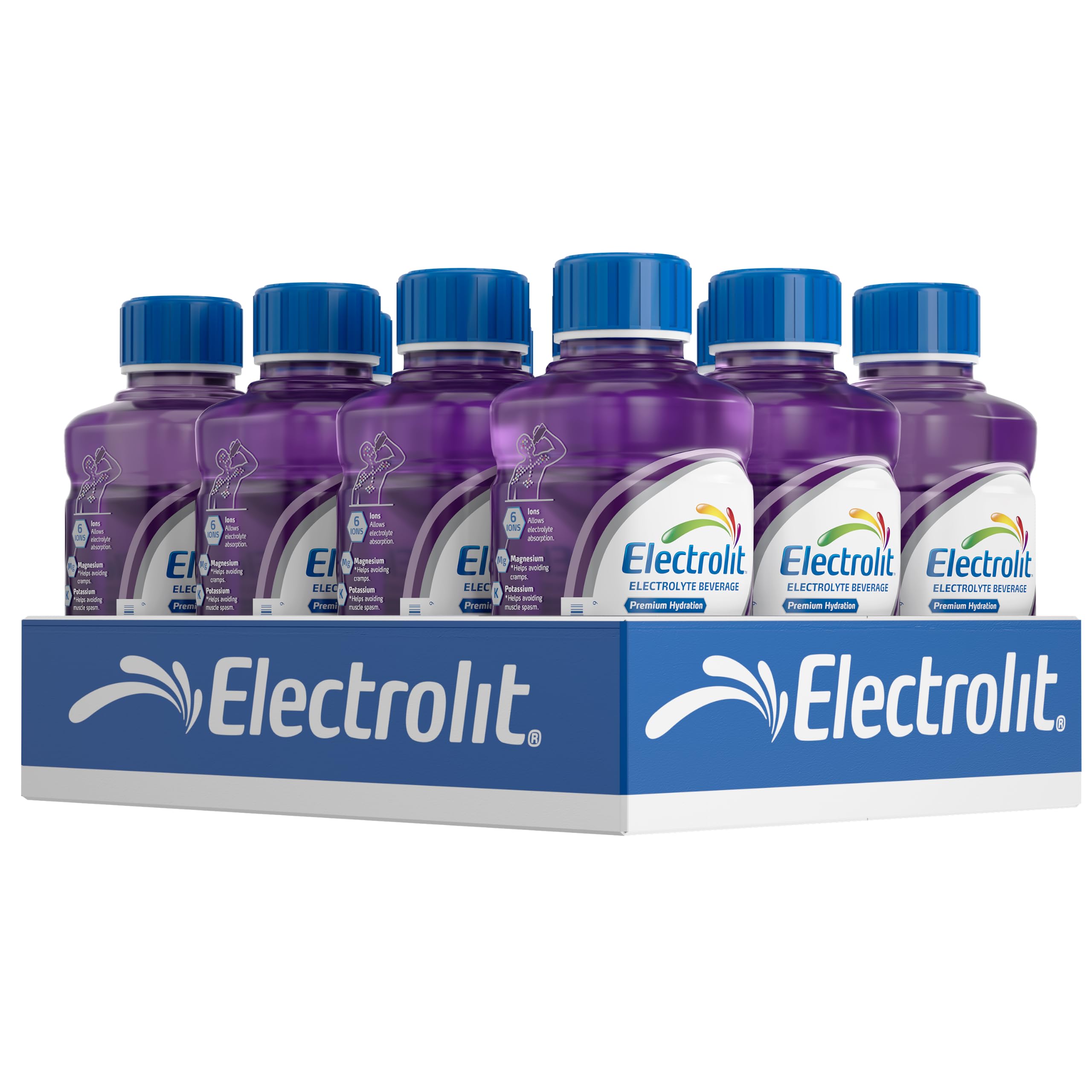 Electrolit botella uva frontal mostrando etiqueta y tamaño práctico