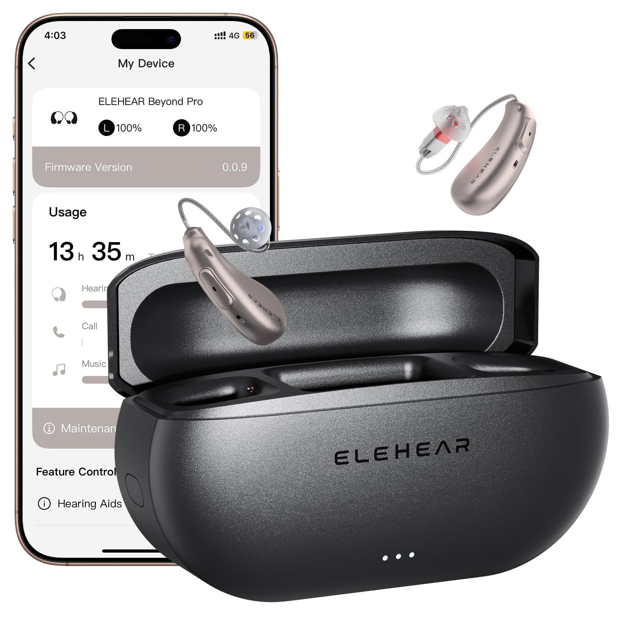 ELEHEAR audífonos Beyond Pro frontal mostrando diseño elegante y beneficio claridad