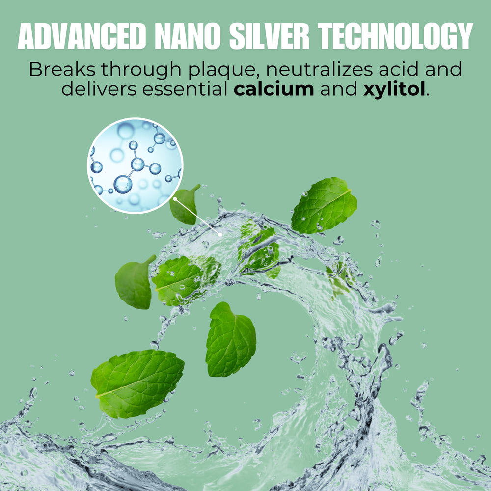 Persona usando Elementa Silver Nano enjuague, respiración fresca y cómoda