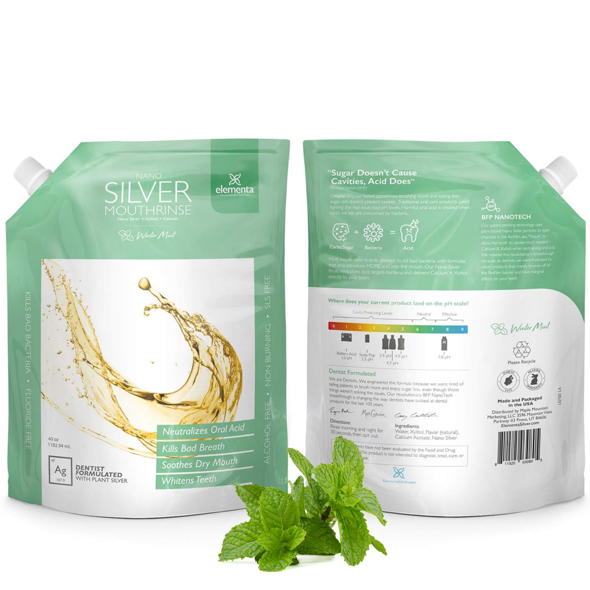 Elementa Silver Nano frente del envase muestra tamaño y marca, frescura garantizada