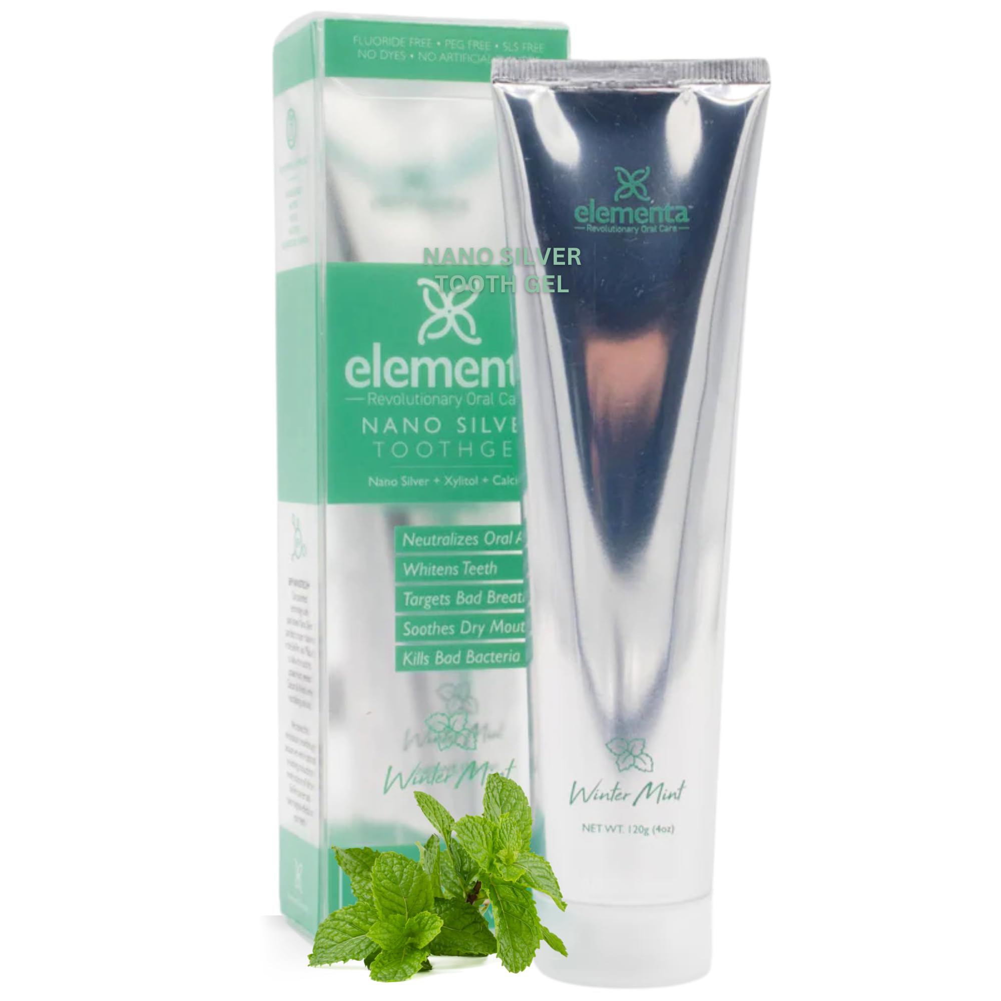 Elementa Silver frente del tubo mostrando marca y sabor wintermint para identificación rápida