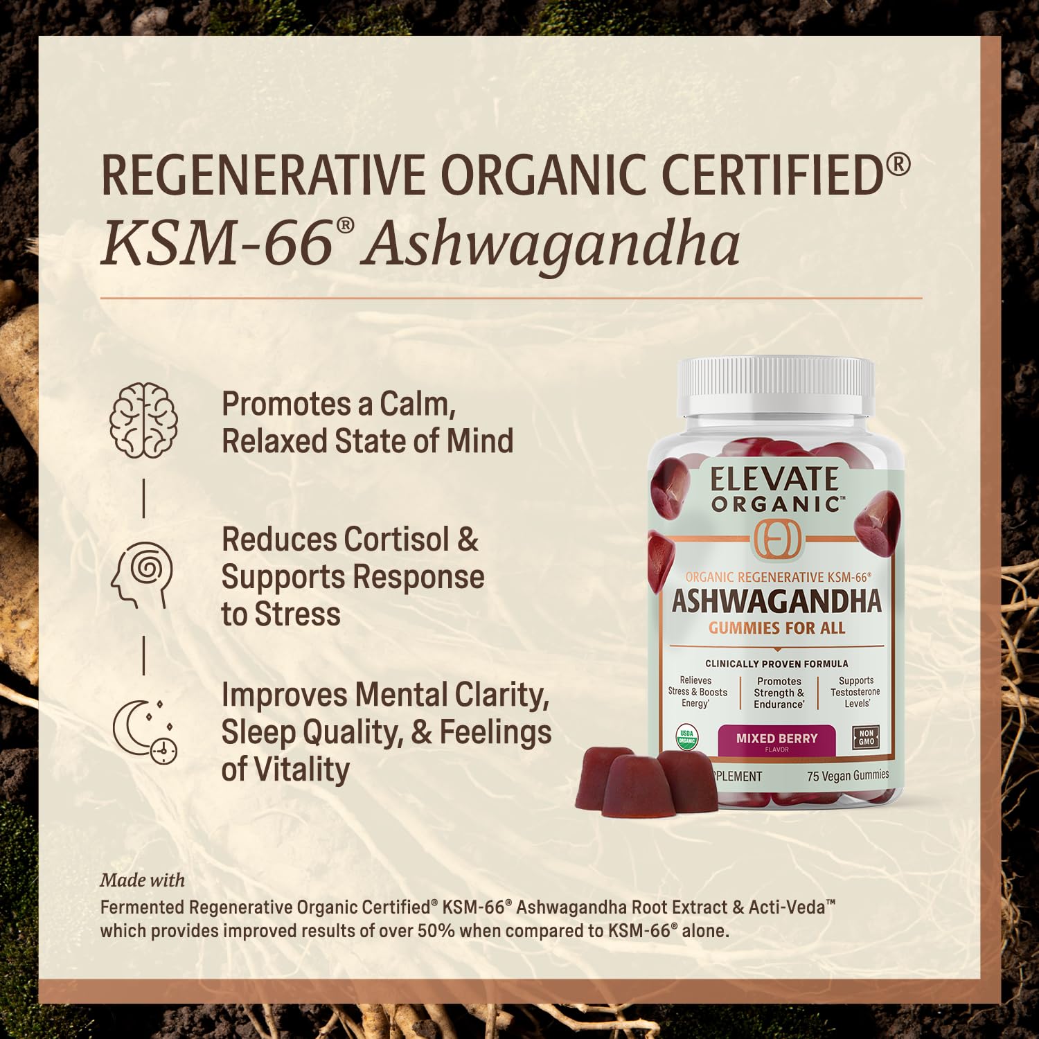 Textura de una gomita ELEVATE ORGANIC cerca mostrando consistencia y sabor