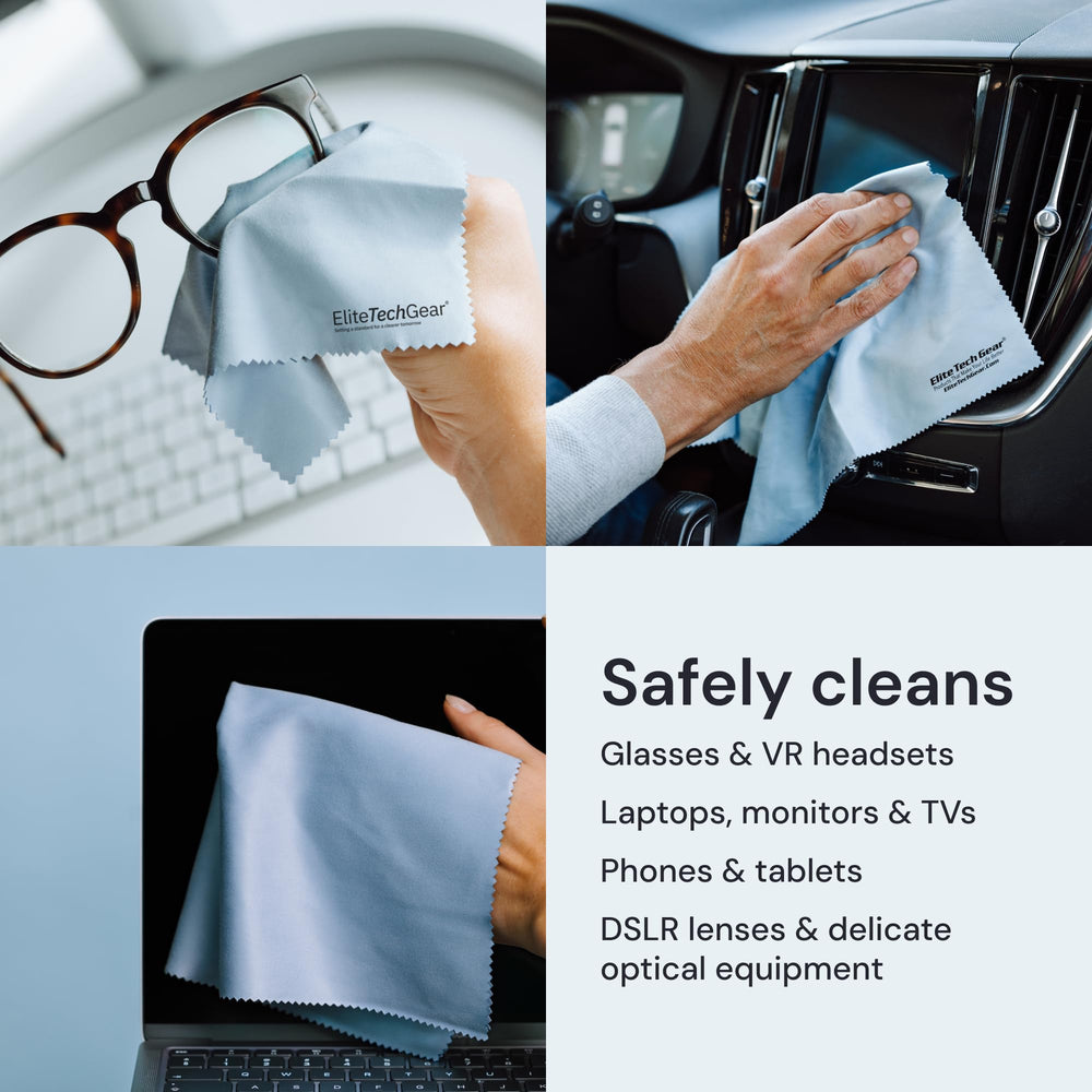 Elite Tech Gear limpiando gafas, elimina huellas sin rayar