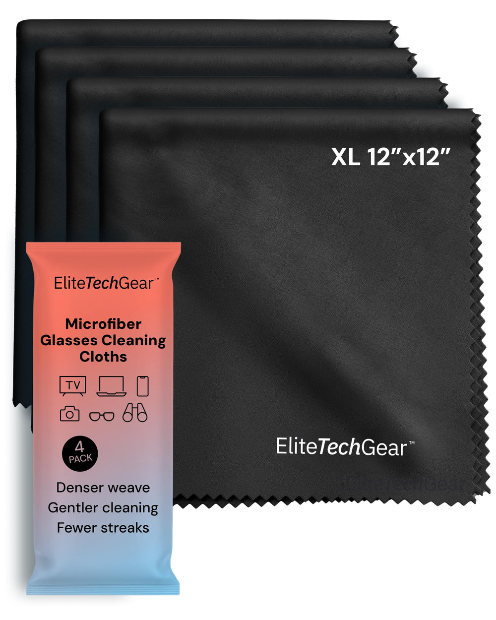Elite Tech Gear paquete frontal de 4 paños, limpieza práctica