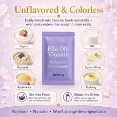 Ella Ola Vitamin mezclado en yogur resaltando la integración sin cambiar sabor