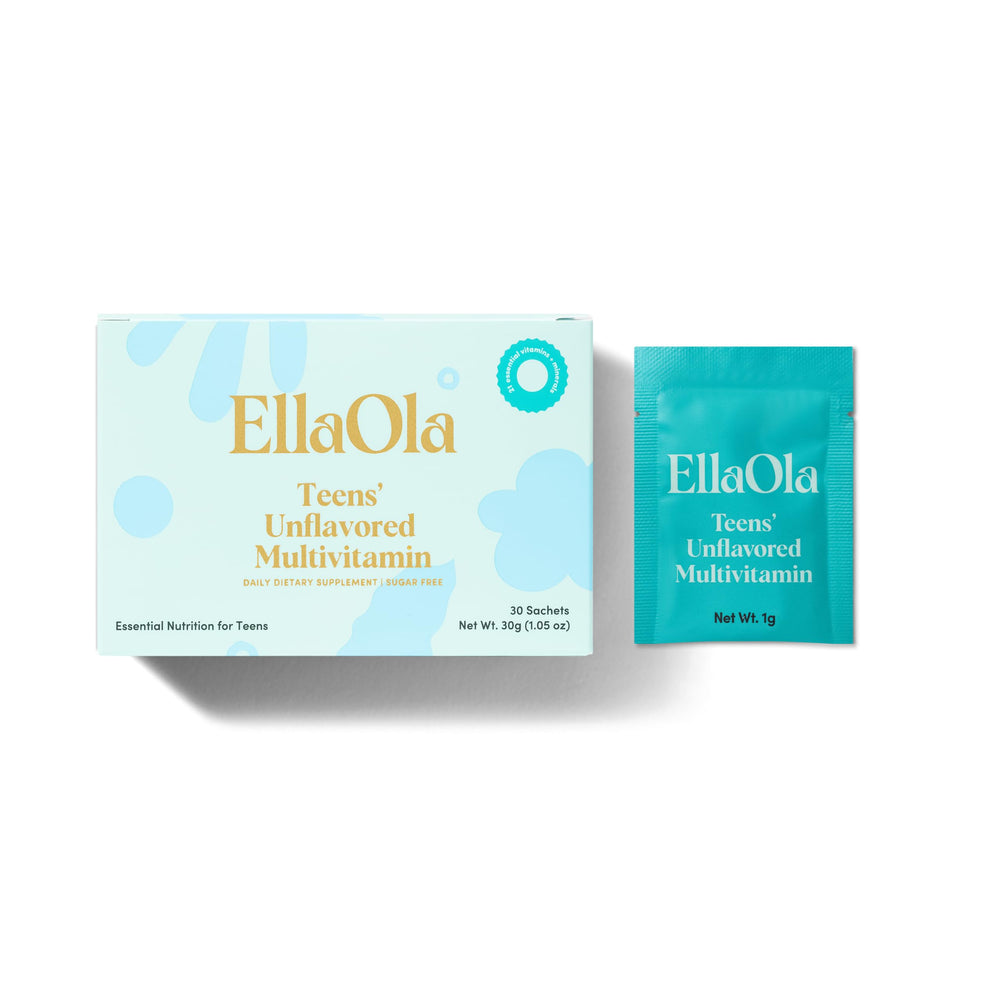 ELLAOLA empaque frontal mostrando sobres, beneficio: conveniencia diaria