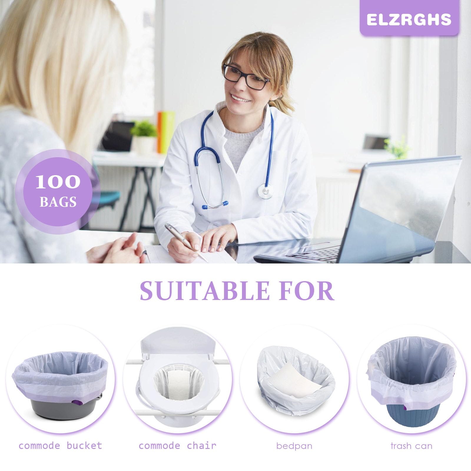 Elzrghs funda colocada en cubeta de commode, limpieza rápida y segura
