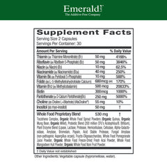 EMERALD LABS detalle de cápsula B-Healthy que destaca textura y pureza