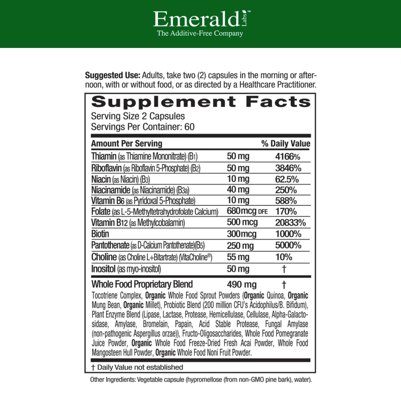 EMERALD LABS cápsulas en primer plano que muestran textura y tamaño útil