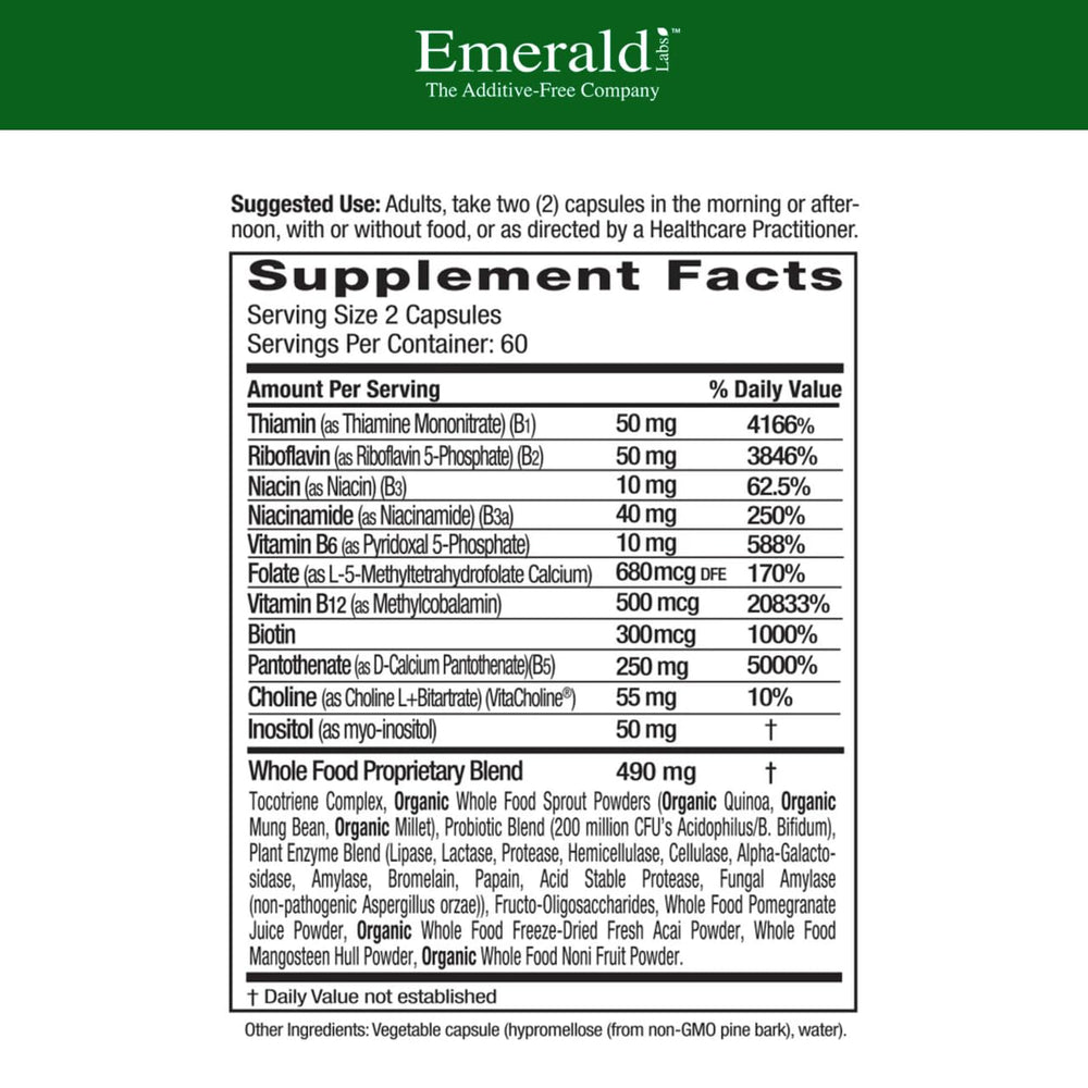 EMERALD LABS cápsulas en primer plano que muestran textura y tamaño útil