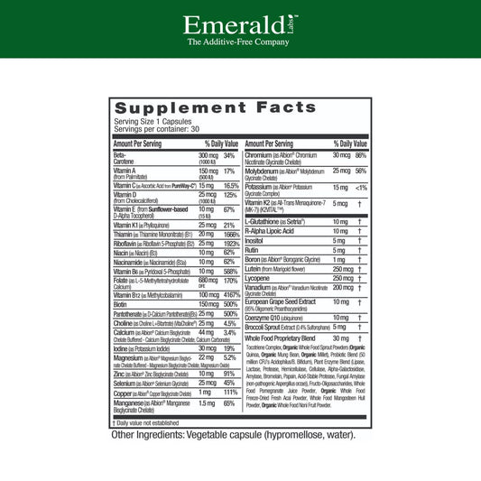 EMERALD LABS detalle de la cápsula vegetal y su textura fácil de tragar