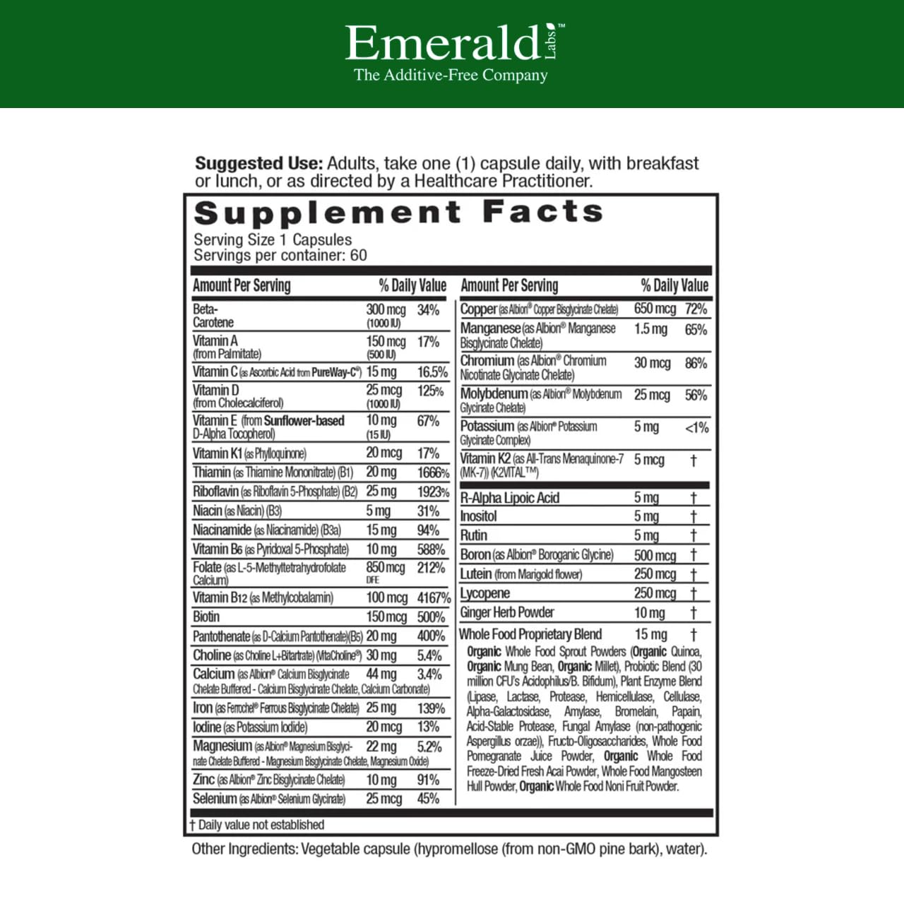 EMERALD LABS cápsulas detalle de textura y color que facilita la ingesta