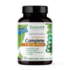 EMERALD LABS frasco frente mostrando diseño y cantidad, fácil identificación del producto
