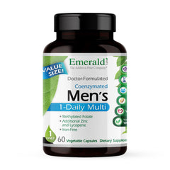 EMERALD LABS frasco frontal mostrando diseño y dosis diaria, fácil identificación