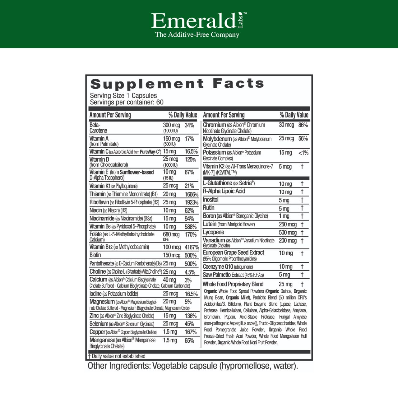 EMERALD LABS primer plano de una cápsula que resalta su textura