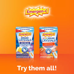 Emergen-C comparación de tamaño junto a un teléfono para escala visual