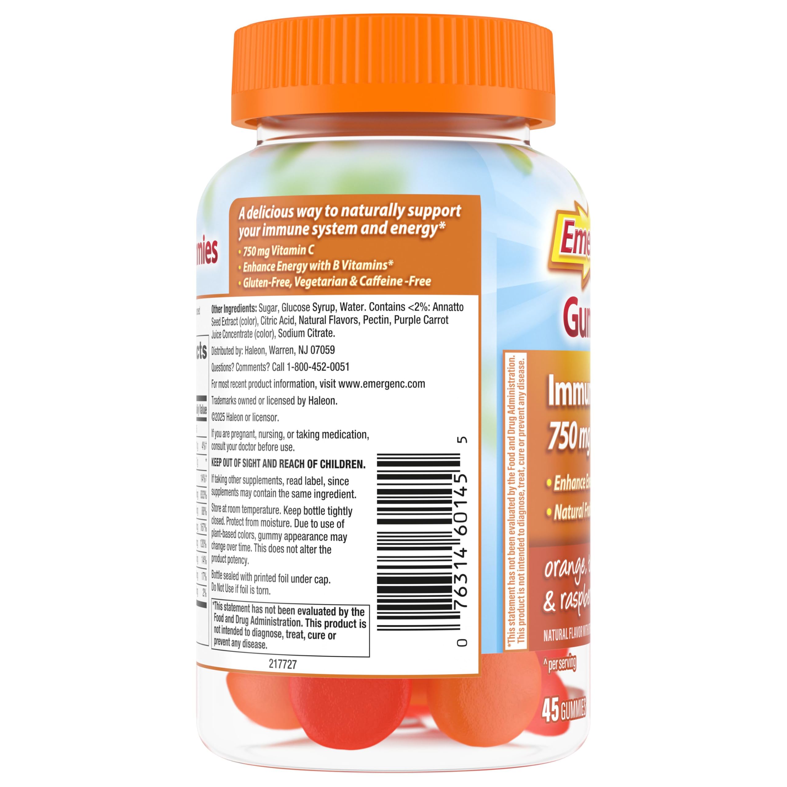Emergen-C frasco junto a frutas cítricas sugiriendo sabor y frescura