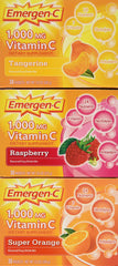 Emergen-C frente del paquete mostrando 90 sobres y variedad de sabores conveniente