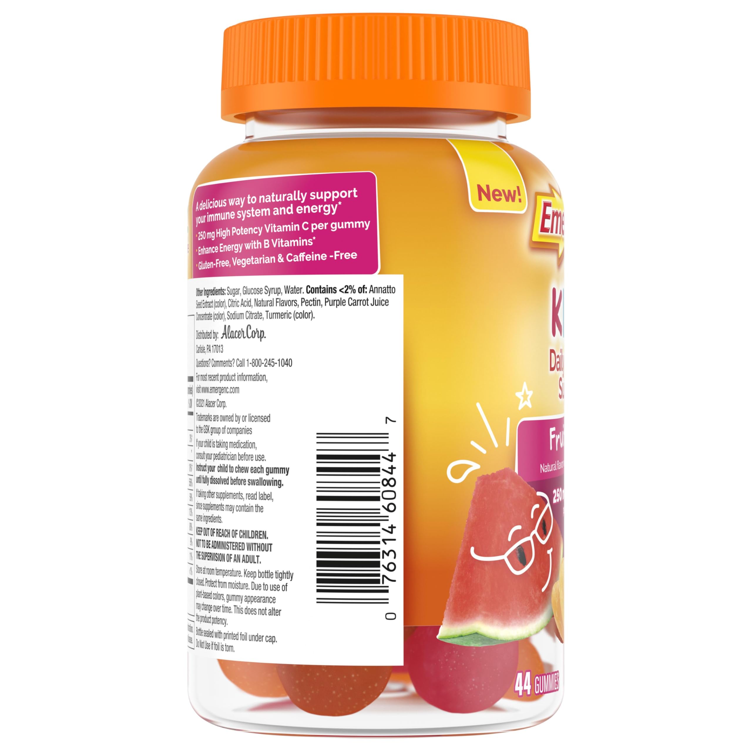Emergen-C frasco abierto con tapadera accesible y almacenamiento seguro