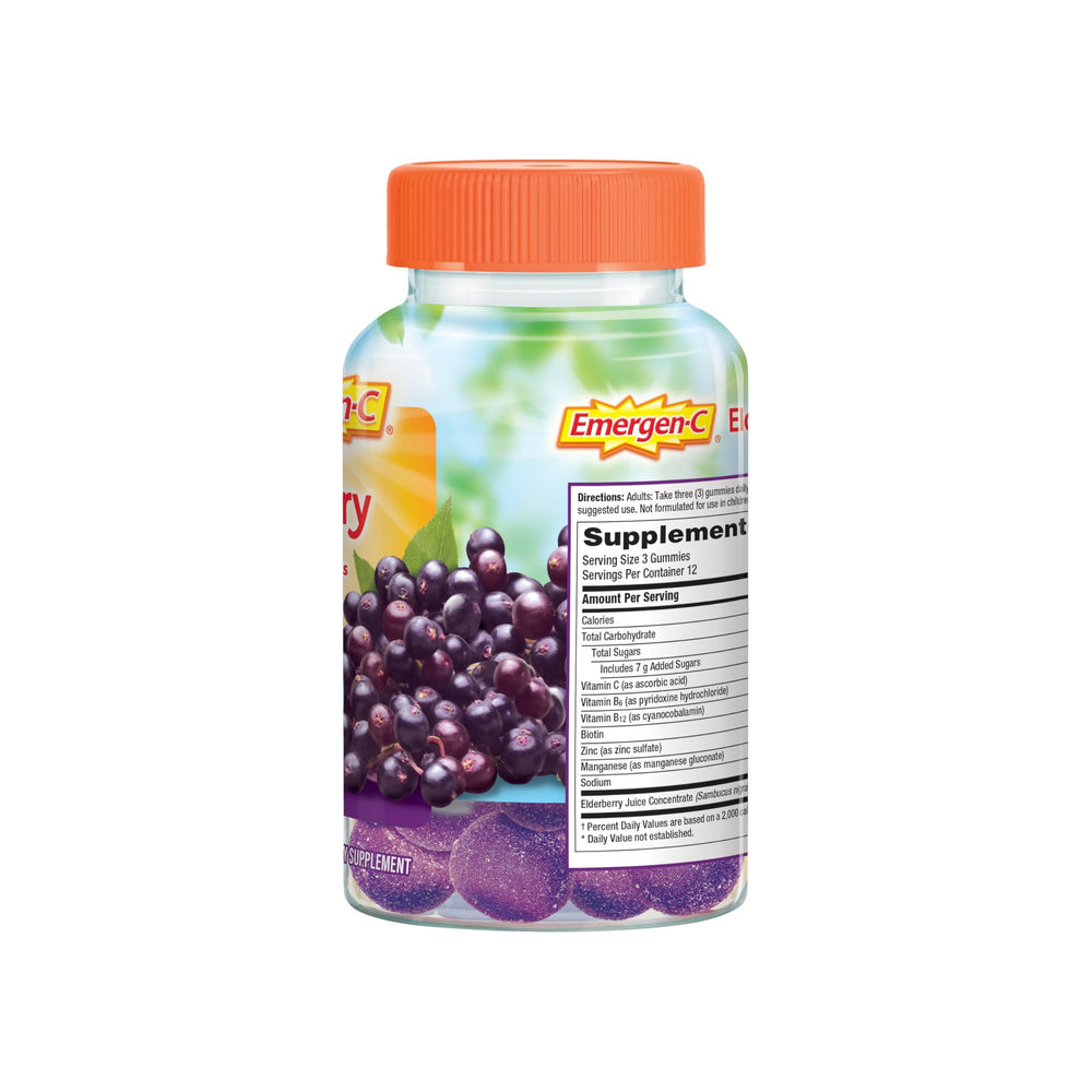 Emergen-C vista lateral del frasco mostrando diseño y capacidad