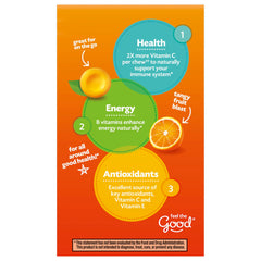 emergen-c persona masticando tableta disfrutando sabor naranja