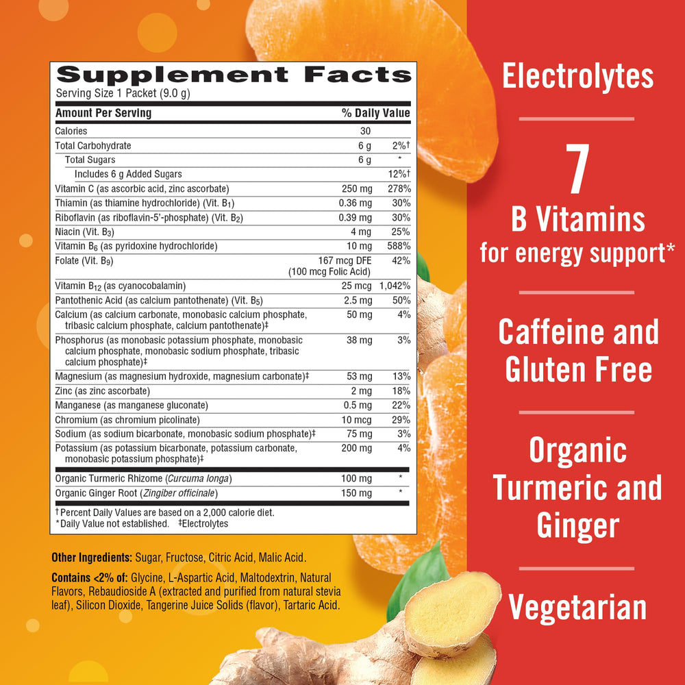 Ingredientes naturales Emergen-C con cítricos y jengibre que aportan sabor