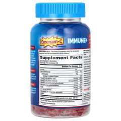 Etiqueta nutricional de Emergen-C mostrando vitaminas C, D, zinc y complejo B