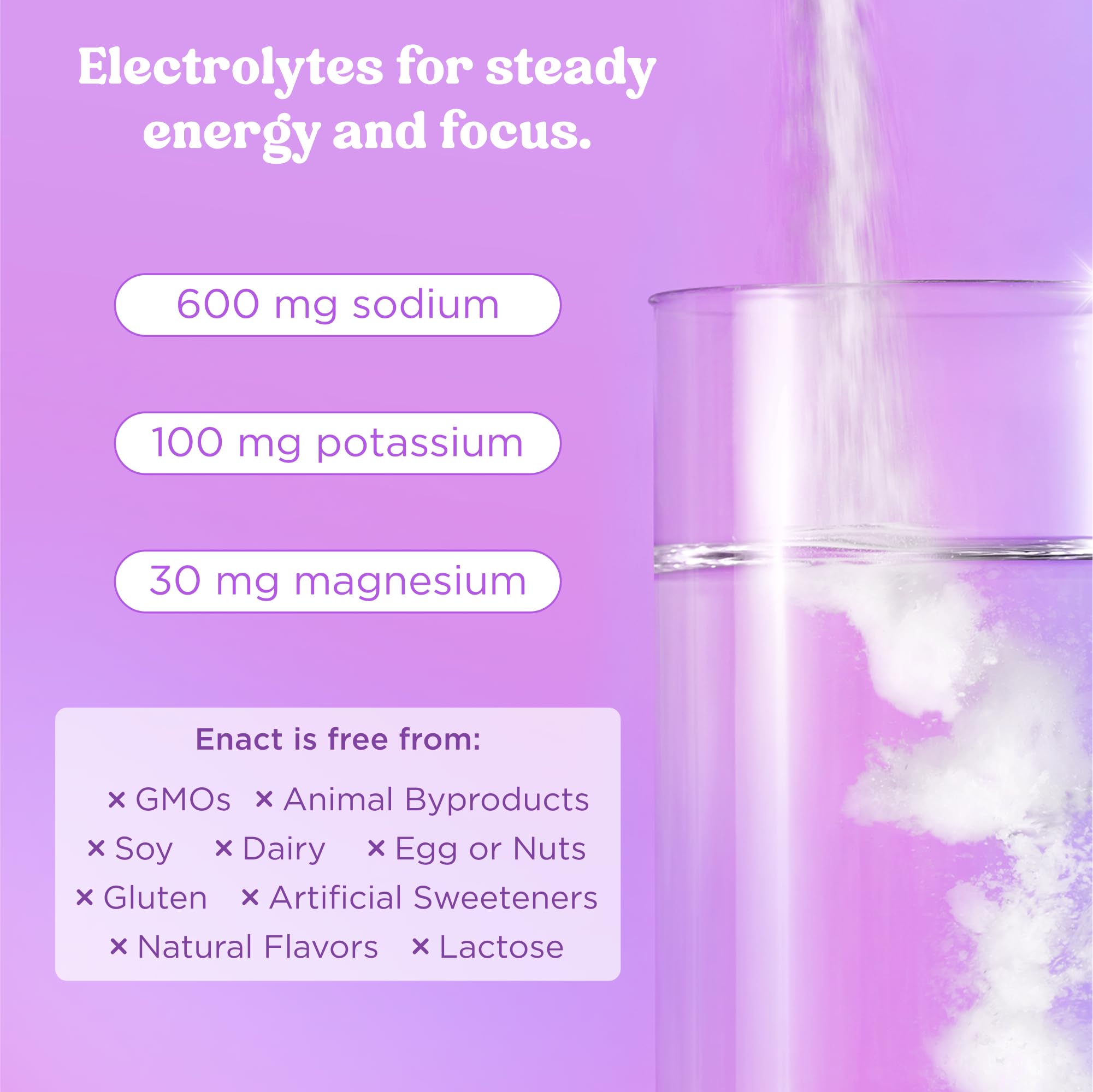 Enact Hydration detalle de la textura del polvo, fácil disolución y sin grumos