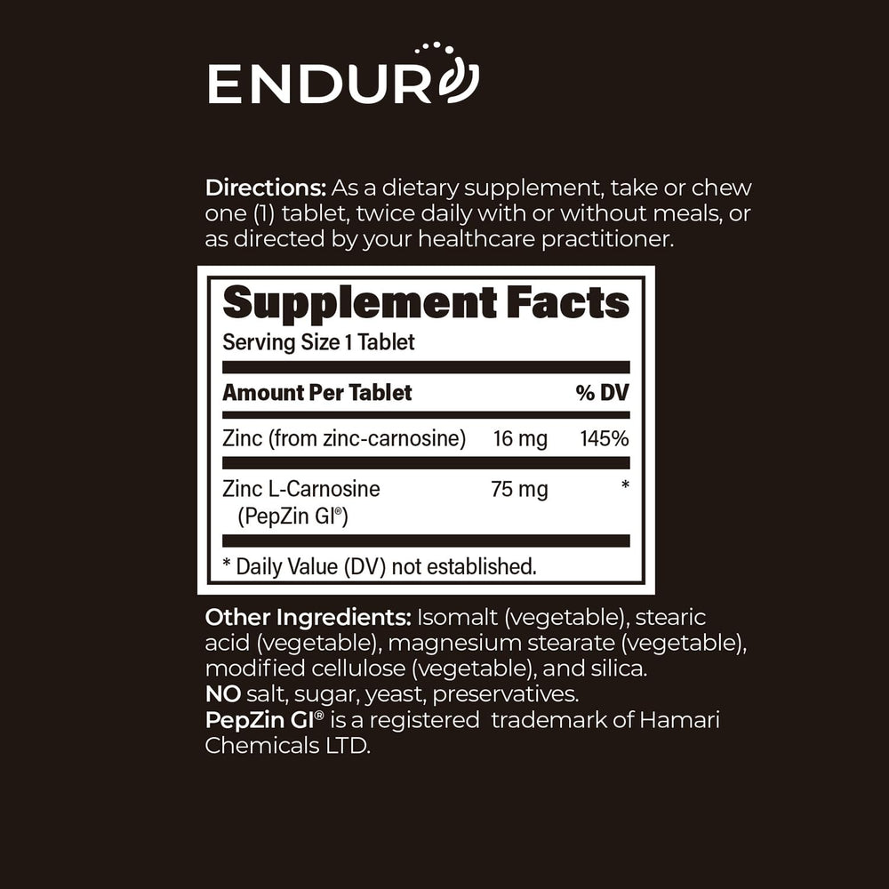 Endurance PepZinGI etiqueta con ingredientes que aporta transparencia