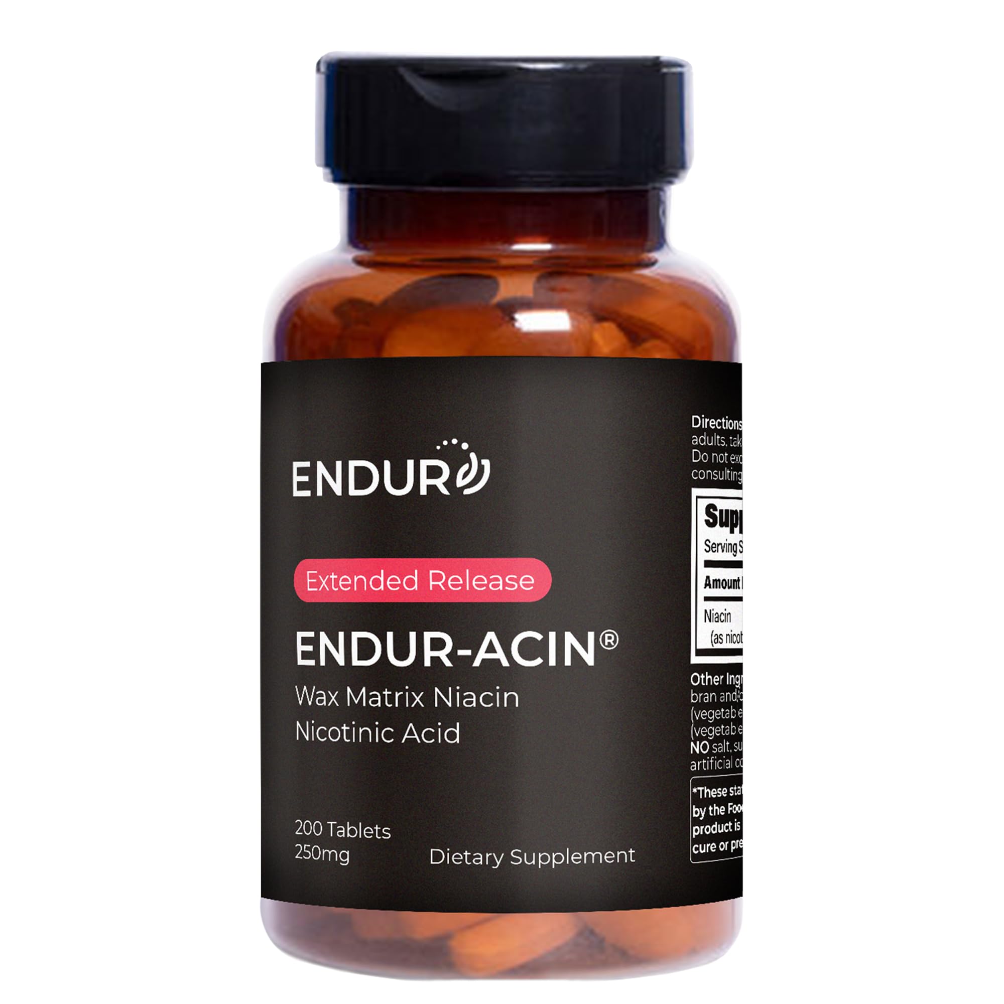Endurance ENDUR-ACIN frontal del envase mostrando 200 comprimidos y marca, clara presentación conveniente