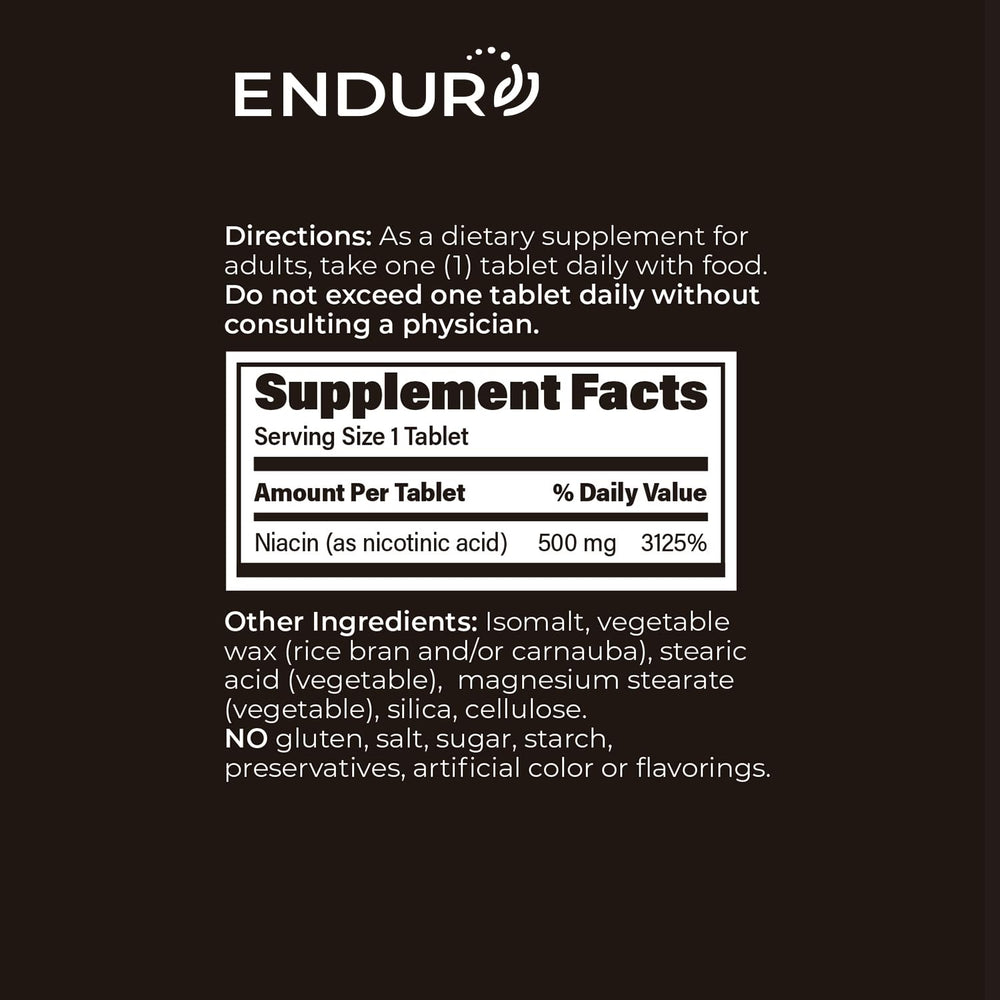 Endurance ENDUR Niacin IR tableta en mano lista para tomar con facilidad